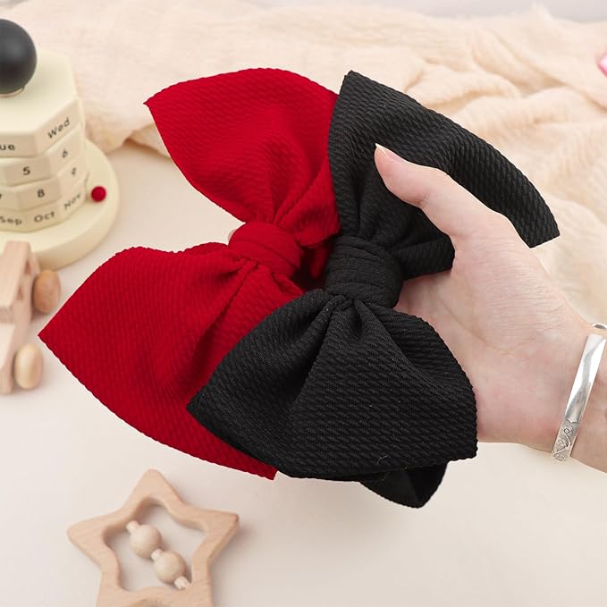 Super Durable Soft Knot Headbands with Hair Bows Infant Toddlers Kids Hair Accessories Red Black Headband for Newborn Baby Girls