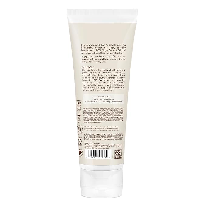 SheaMoisture Baby Lotion 100% Virgin Coconut Oil for Baby Skin Baby Lotion Clear Skin Moisturizer 8 oz