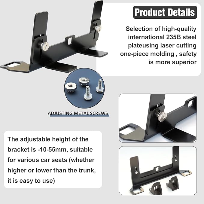 Universal Child Seat Anchor Kit Safe Cars Seat Mount Bracket, Universal ISOFIX Latch Interface Bracket Steel Latch Connector 332*135*136mm Height Adjustable for Sedans