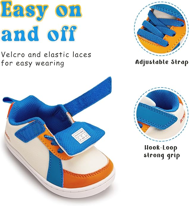 SKYWHEEL Toddler Wide Toe Box Barefoot Shoes Boys Sneakers Kids Tennis Shoes Comfort Lightweight Zero Drop Walking Shoe for Indoor/Outdoor Play