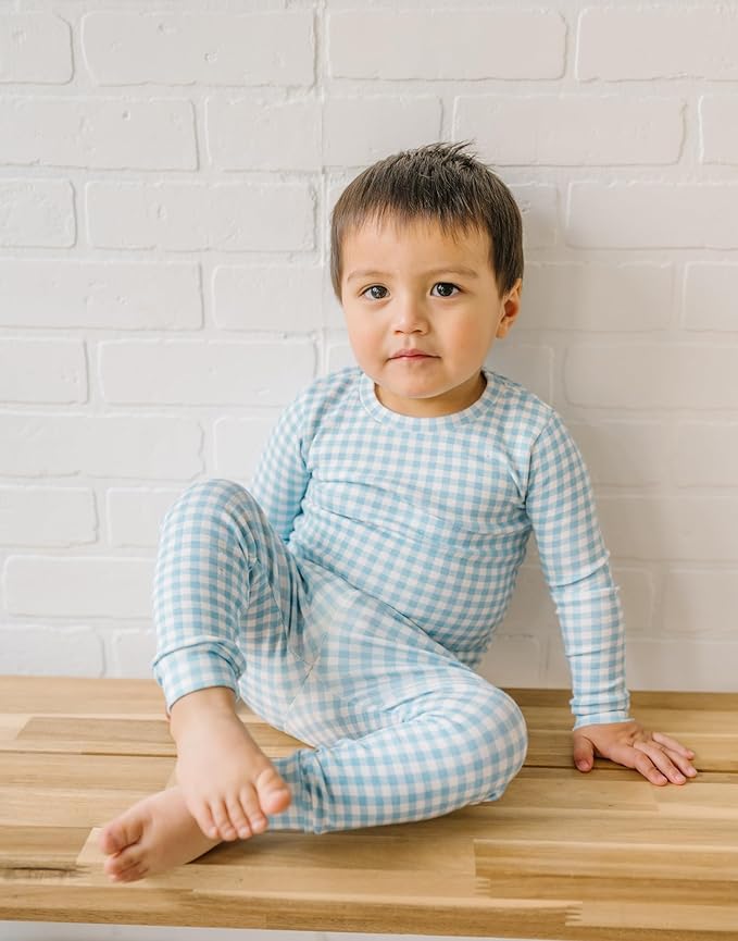 moimoln Baby Toddler Pajama Set Snug-Fit Cotton Modal Sleepwear, Leopard, Check & Solid Mix (6M-8Y, 1/2 Pack)