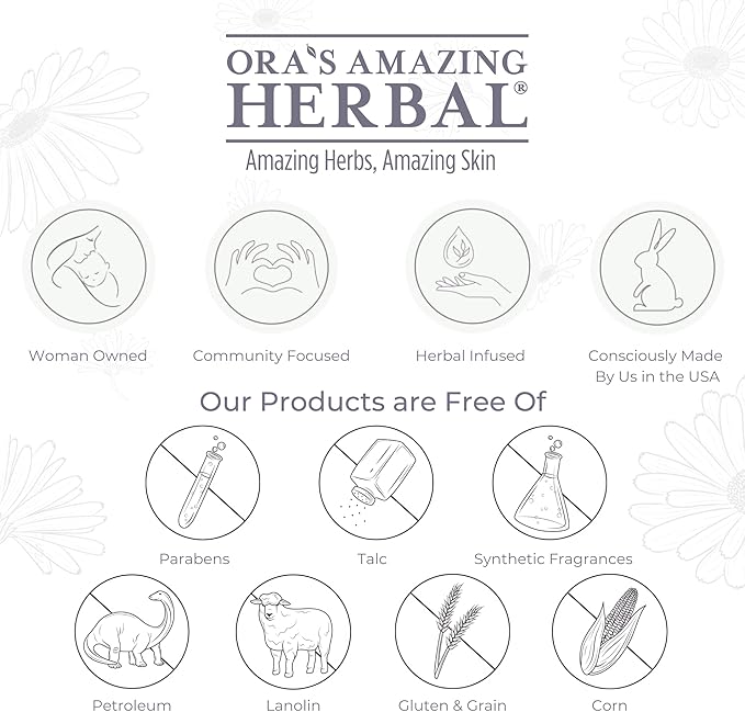 Baby Powder Talc-Free, Cornstarch Free Baby Powder, Unscented Fragrance Free Powder, Arrowroot Clay and Organic Plantain Leaf Powder, Ora’s Amazing Herbal, 2.5 oz 3 Pack