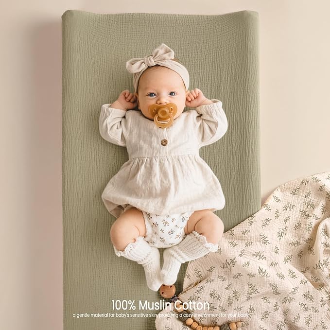lulumoon Muslin Changing Pad Covers: Baby Cotton Changing Table Covers - Soft Changing Pad Sheets for Boys Girls