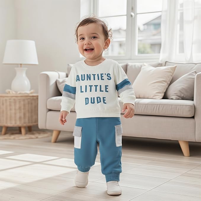 Infant Baby Boy Fall Clothes Set Funny Letter Sweatshirt Pant Outfit Toddler Winter Clothes 6 12 18 Months 2T 3T