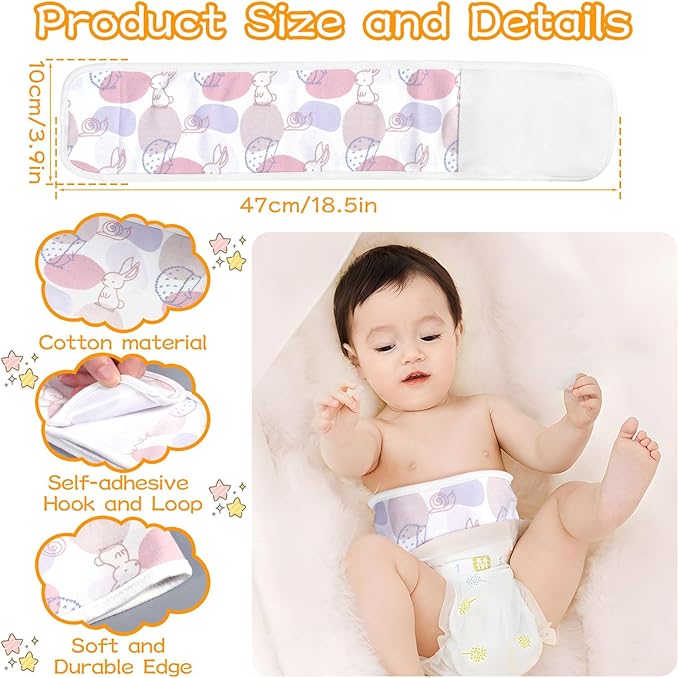 4Pcs Baby Infant Umbilical Cord Belly Bands Cartoon Cotton Soft Baby Belly Belt, Adjustable Newborn Belly Button Wrap, Baby Tummy Wrap for Protection, Baby Gifts for 0 to 12 Months(Hedgehog)