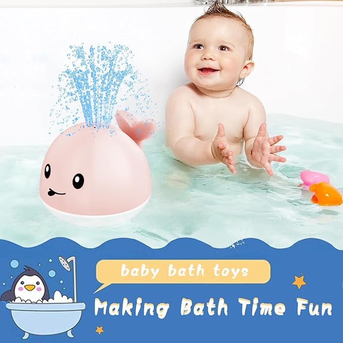 Gigilli Baby Bath Toys, Bath Toys for Kids Ages 1-3, 1 Year Old Girl Valentines Gifts for Babies 6-12-18 Months, Light Up Whale Bath Toy Sprinkler Toddler Birthday Bathtub Fountain Pool Water Toy