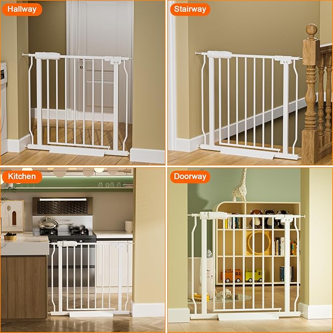 Wide Baby Gate for Stairs Doorways Pressure Mounted Baby Gate Walk Through Child Gates for Kids or Pets Indoor Safety Gates 34 to 38.5 Inch Wide