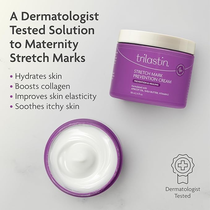 TriLASTIN Stretch Mark Cream for Pregnancy - Pregnancy Stretch Mark Prevention & Pregnant Belly Cream & Belly Oil for Pregnant Women - Paraben Free 4 Fl Oz, Citrus Scent