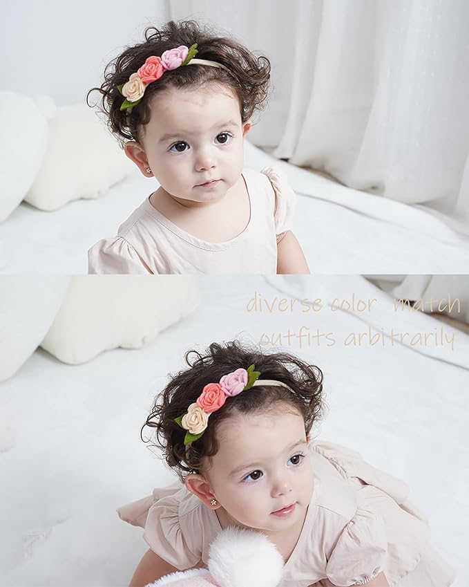 doboi Baby Girl Headbands 24PCS Nylon Linen Handmade Hairbands with Hair Bows and Accessories for Newborns, Infants, Toddlers, and Little Kids
