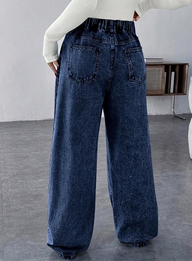 BLENCOT Maternity Jeans for Women High Waist Straight Leg Pregnancy Denim Pants with Pockets