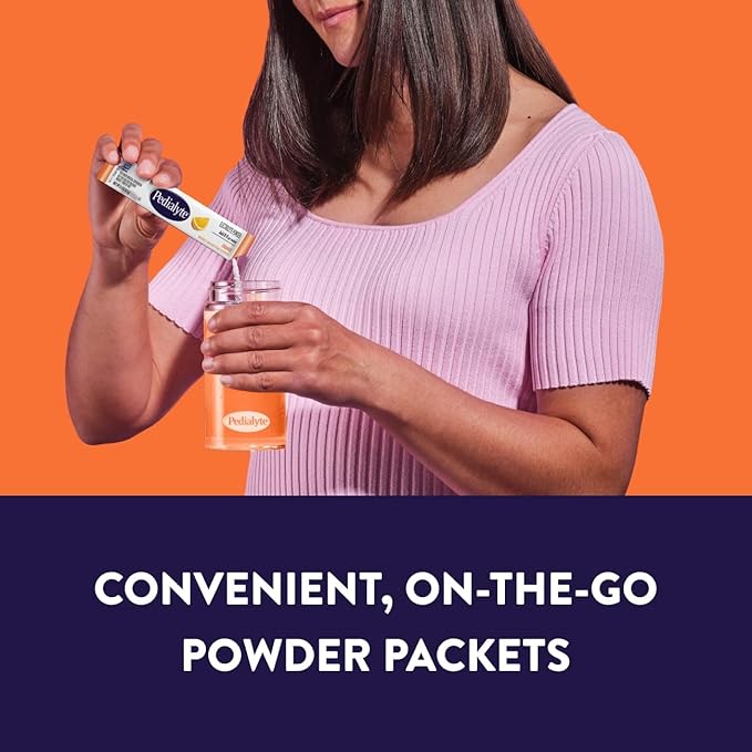 Pedialyte Electrolyte Powder | Hydration Drink for Kids & Adults | Orange, 100 Powder Packets