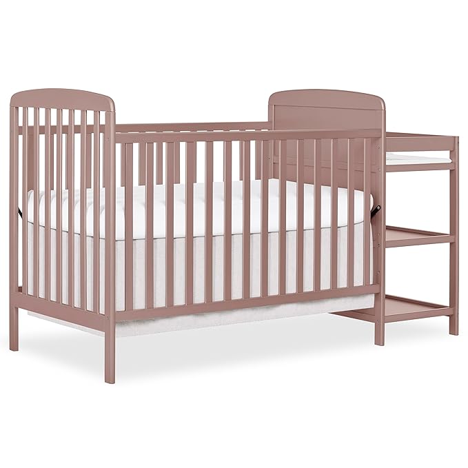 Dream On Me Anna 4 in 1 Full Size Crib and Changing Table Combo in Brown Sugar, Greenguard & JPMA Certified, Converts from Baby Crib to Toddler Bed and Day Bed