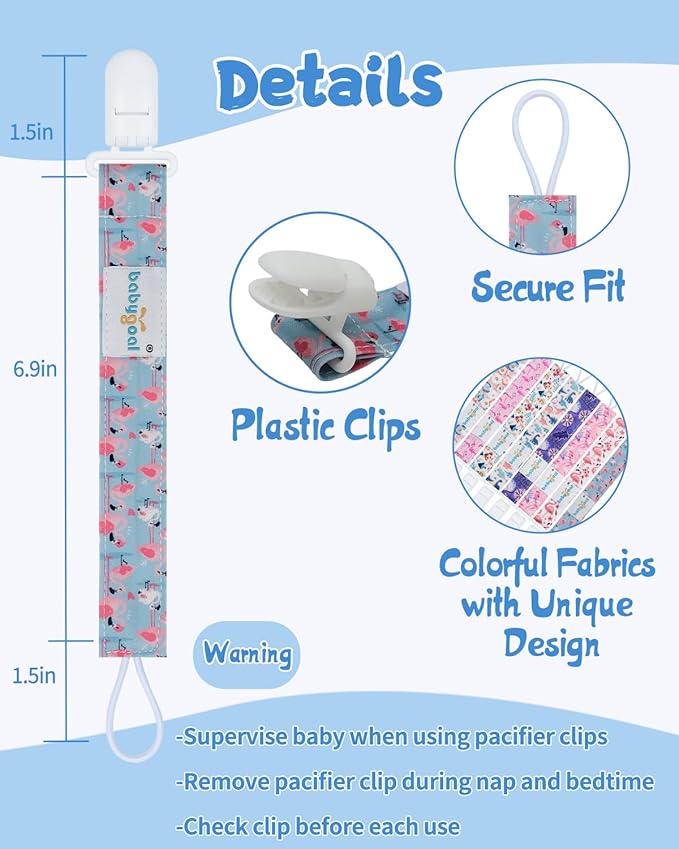 babygoal Animal Pacifier Clips, 8 Pack Binky Paci Holder Clips Fits for Most Pacifiers and Binkies 8PS53-B