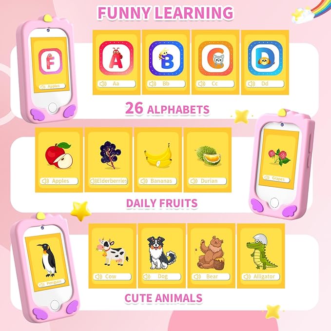 Kids Smart Phone for Girls, Kids Cell Phone Toy with 2.8” Touchscreen | Dual Cameras | Learning | MP3| 32 GB Card | Audiobooks,Toddler Play Phone Christmas Birthday Gift for Age 3 4 5 6 7 Year Old
