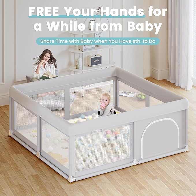 50 x 50 inch Baby Playpen with Mat Small Playpen for Babies and Toddlers Baby Fence Playards