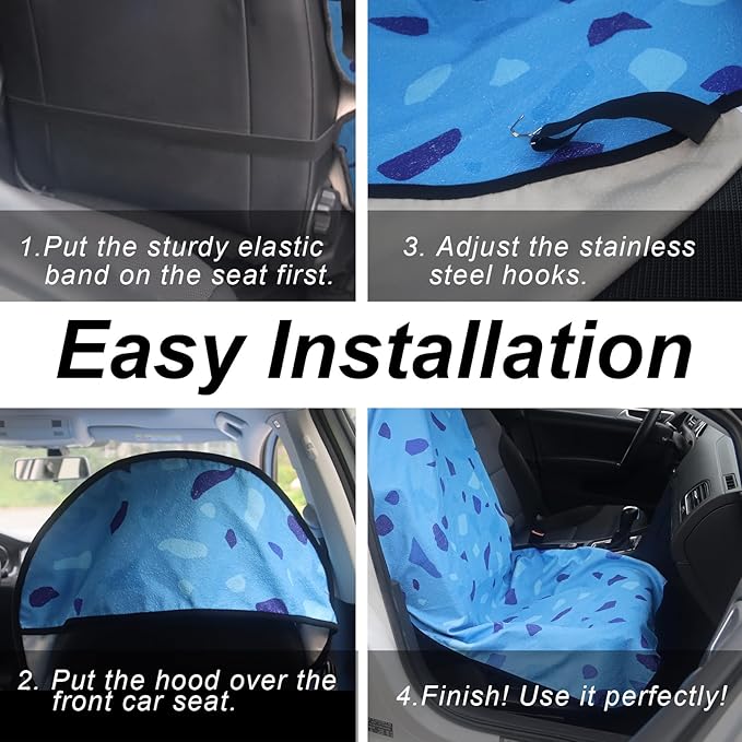 Sweat Towel Car Seat Cover Protector Front Seats for Gym Workout, Running, Swimming, Beach and Hiking, Waterproof Universal Seat Cover for Car, Truck, Van & SUV (2pcs Front Seat)