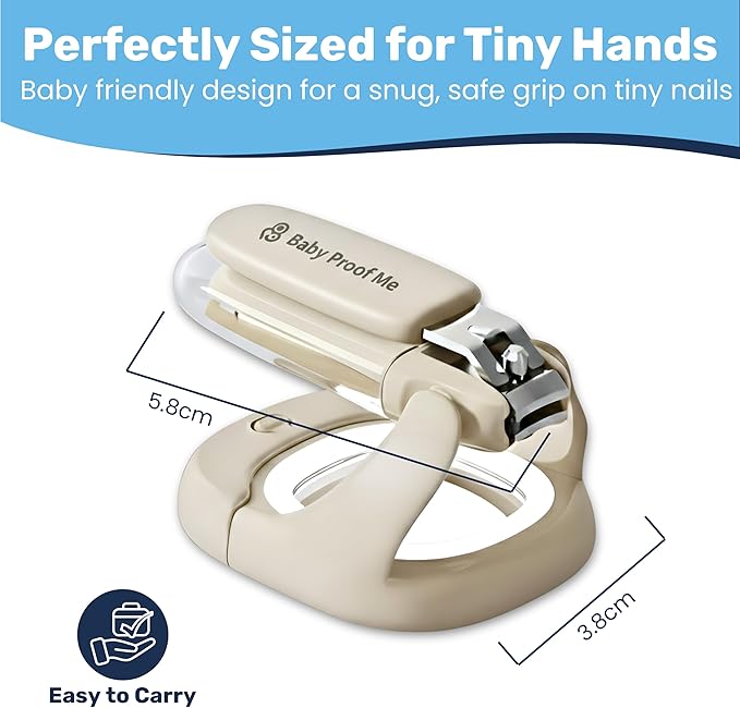 Baby Nail Clipper & File with LED Light, Fingernail Cutter with Catcher for Newborn, Infants & Toddlers- Magnifier for Ultra Visibility, Baby Essentials Nail Trimmer (White)