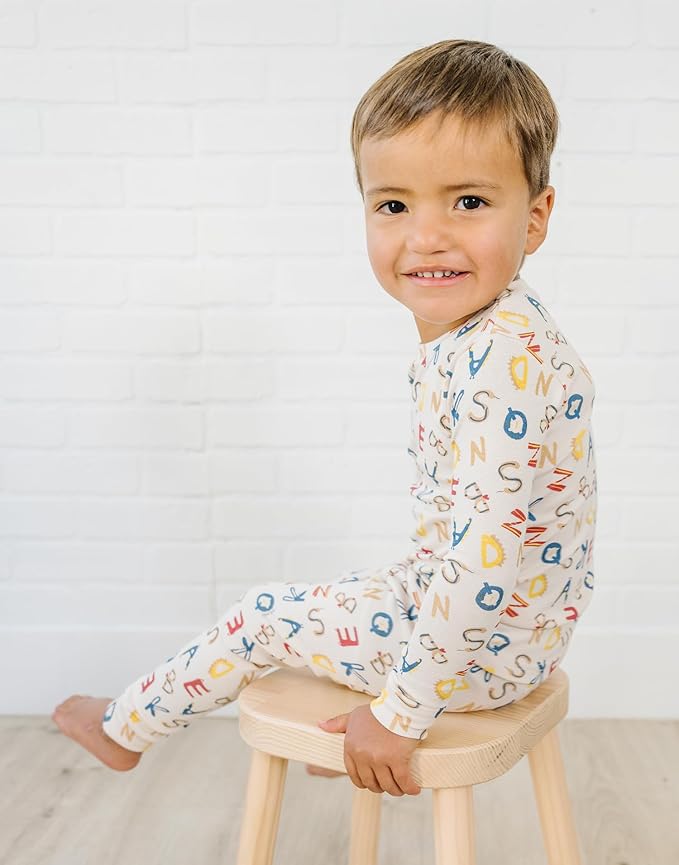 moimoln Sibling Matching 6M-8Y Soft Warm Cotton Modal Character Long Sleeve Snug-Fit Pajama Long Sleeve Sleepwear Daily