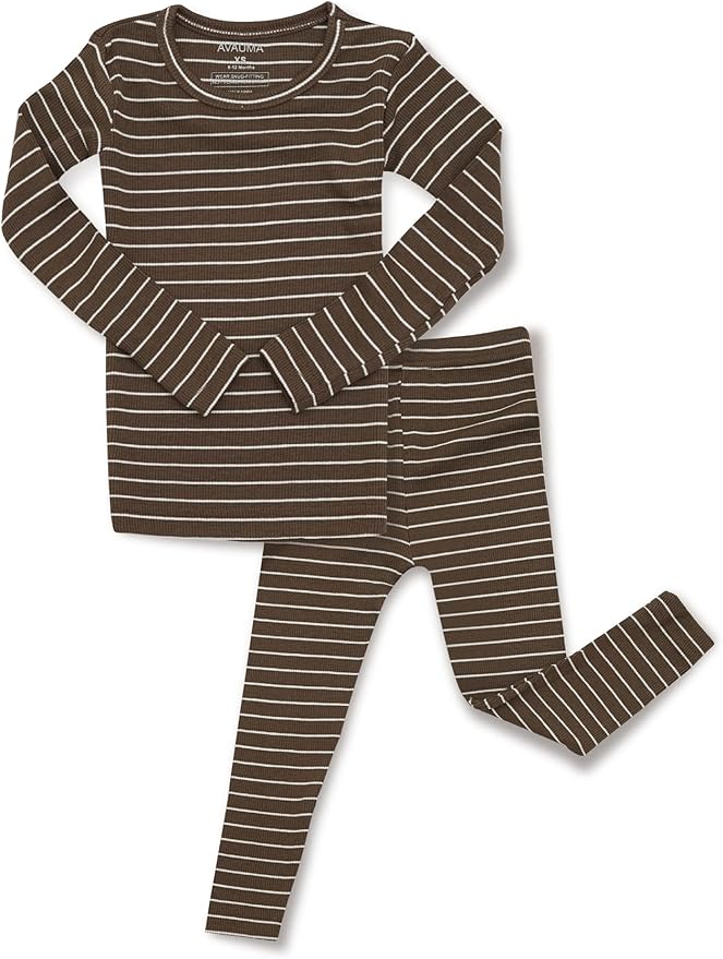AVAUMA Stripe Pattern Baby Boys Girls Pajama Set Kids Toddler Snug fit Ribbed Sleepwear pjs for Daily Life Style