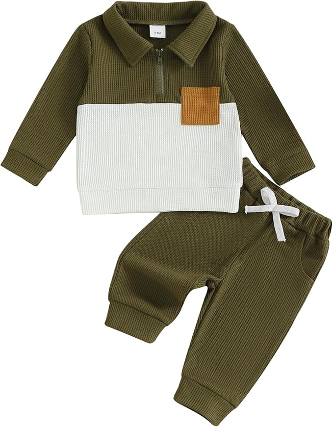 Baby Boy Toddler Fall Outfit Striped Sweatshirt Toddler Boy Winter Waffle Clothes 3 6 12 18 Months 2 3 T Pant Set