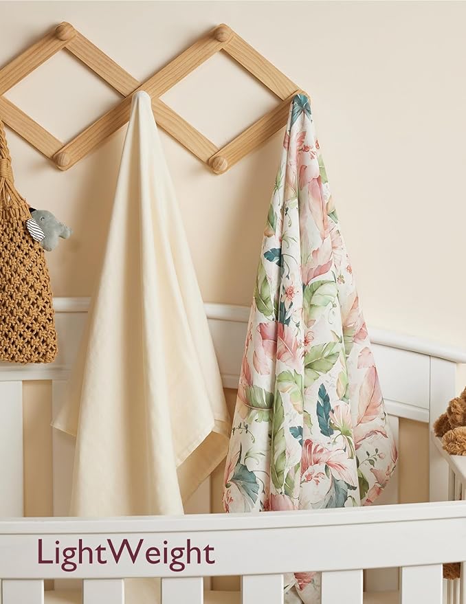 Momcozy Muslin Swaddle Blankets, Ultra Soft Neutral Registry Essentials, Plant Kingdom, Breathable Large 47'' x 47'' Newborn Boys Girls Receiving Blanket