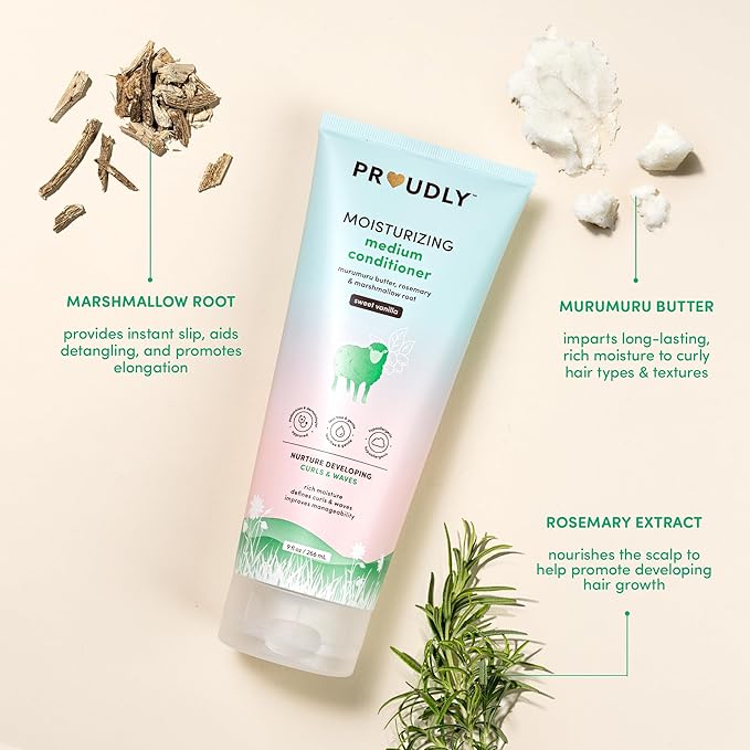 PROUDLY Moisturizing Wavy & Curly Hair Baby Conditioner by Gabrielle Union & Dwyane Wade, for Black & Brown Babies, Dry, Sensitive Skin, Sweet Vanilla, 2-Pack
