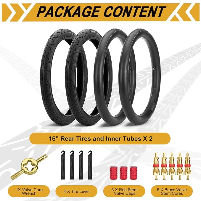 Rear 16×1.75/2.125 Tires and Tubes, 16x1.75/47-305 Stroller Tires Fit for BOB Stroller Revolution Se Pro Flex Jogging Duallie Stroller(2Sets)