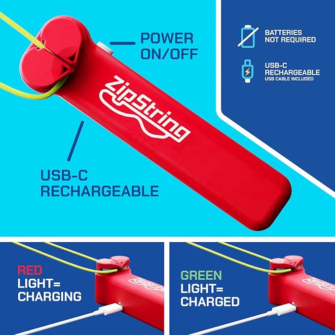 ZipString Original - As Seen on Shark Tank - Classic Rope Launcher Toy, Perfect for Kids & Adults - Fly a String Loop in The Air for Endless Tricks & Fun, Wonderment Awaits, Rock'it Red