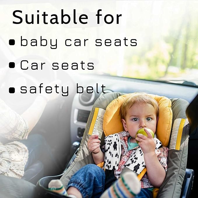 Baby Car Seat Belt Covers, Bear Car Seat Strap Covers for Boys, Fleece Stroller Strap Cover for Kids, Soft Car Seat Neck Cover, Newborn Car Seat Straps Shoulder Protectors, 2 Pack
