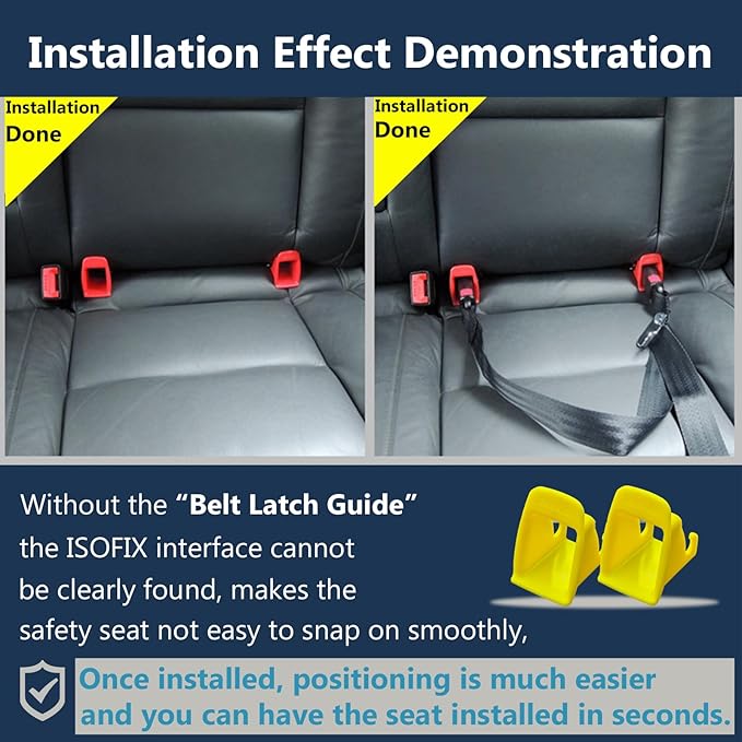 ISOFIX Interface Belt Latch Guide, 2 Pcs Car Seat ISOFIX Interface Buckle Fixed Guide Groove Car Seat Bracket Connector, Yellow