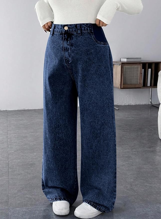 BLENCOT Maternity Jeans for Women High Waist Straight Leg Pregnancy Denim Pants with Pockets