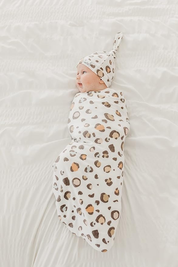 Copper Pearl Baby Beanie Hat Top Knot Stretchy Soft Millie