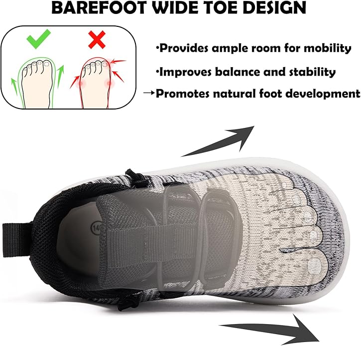 MORENDL Wide Toddler Shoes Baby Walking Shoes Girls Boys Zero Drop Minimalist Sneakers Slip On Tennis Shoe Breathable Naturally Flexible