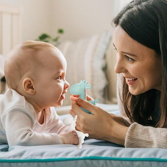 TYRY.HU Baby Teething Toys for Babies 0-6 6-12 Months,BPA Free Silicone Giraffe Teethers Toys, Soft-Textured Chew Toys, Montessori Sensory Toys for Boys Girls Teething Relief, 2 Pack