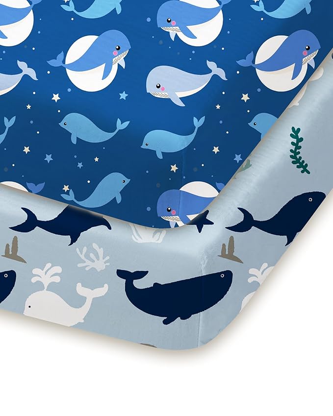 Pack and Play Sheets Fitted 2 Pack, 38x26 Graco Pack n Play Sheets for Playard & Travel Crib Mattress, Ultra Soft Jersey Knit, Breathable Stretchy Deep Pocket, Compatible with Mini Cribs