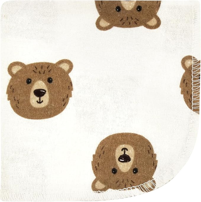 Hudson Baby Unisex Baby Flannel Cotton Washcloths, Brown Bear 12 Pack, One Size