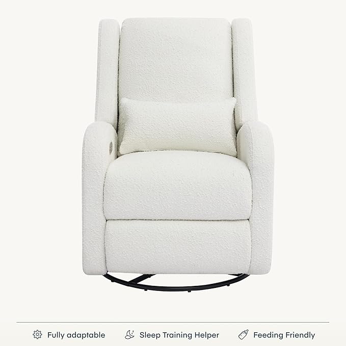 Nurture& The Charleston Wingback Plus – Premium Power Recliner for Nursery | Ergonomic, Stain-Resistant Glider Chair with USB, Lumbar & Head Support – Modern Baby Room Essential
