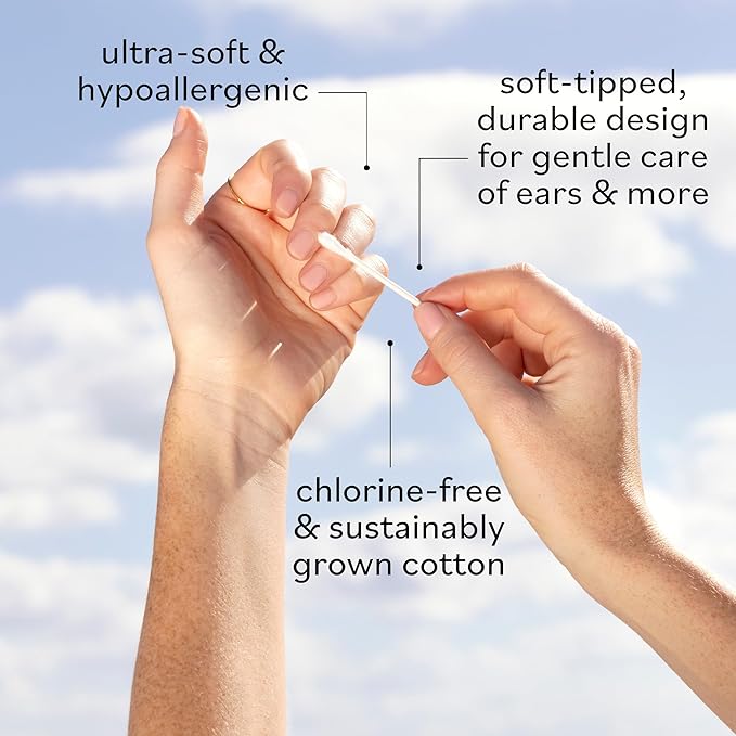 Sky Organics - Organic Cotton Swabs with Ultra Soft Tips - Strong & Durable - Hypoallergenic - Chlorine Free - Sustainable - Natural, Vegan & Cruelty Free - 1500 Count (Pack of 4)