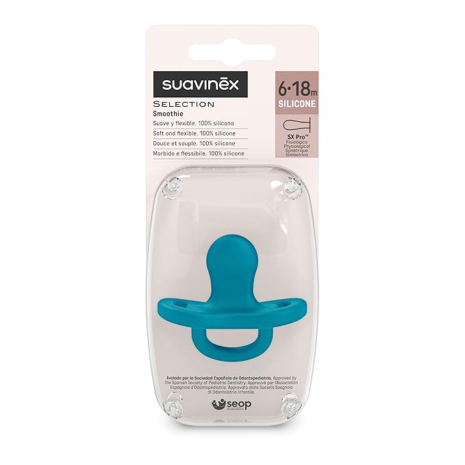Color Essence SX PRO Silicone Baby Pacifier 1Pk, Made with 100% Soft Silicone, Baby Essentials Perfect for Breastfeeding Babies, Designed in Spain, 6-18 Mths, Deep Ocean