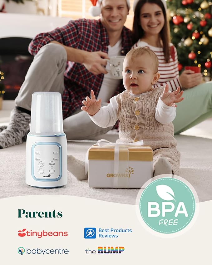 Grownsy Bottle Warmer, 8-in-1 Fast Baby Milk Warmer with Timer for Breastmilk or Formula, Accurate Temperature Control, Multifunctional Baby Bottle Warmers for All Bottles- Blue