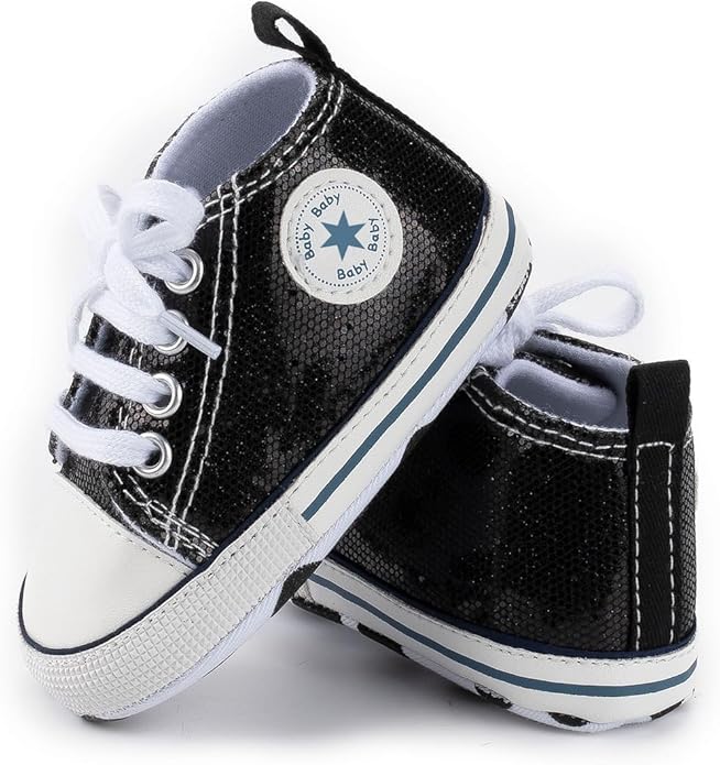 Unisex Baby Girls Boys Canvas High-top Shoes, Newborn Infant Anti-Slip Soft Sole Frist Walking Breathable Sneakers