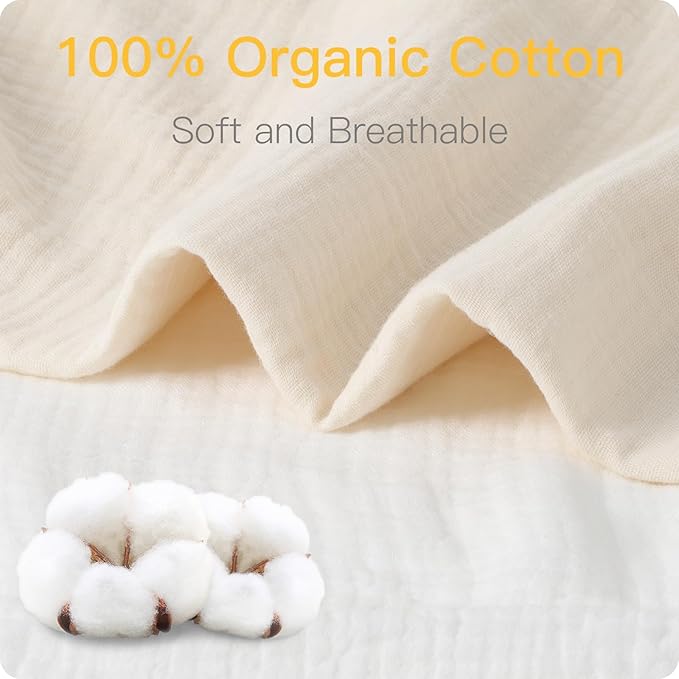100% Organic Cotton 2 Pack 52x28 Inches Muslin Crib Sheets Fitted Crib Mattress Sheet for Baby Girls & Boys, Soft Boho Neutral Toddler Bed Sheets Fits Well Standard Size Crib Mattress 28x52 Inches