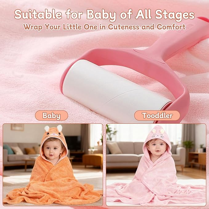 10 PCS Baby Bath Towels, 2 PCS Soft Hooded Towels & 8 PCS Washcloths - Ultra Soft, Super Absorbent, Cute Design for Newborns, Infants & Toddlers - Ideal for Bath, Swimming & Daily Care