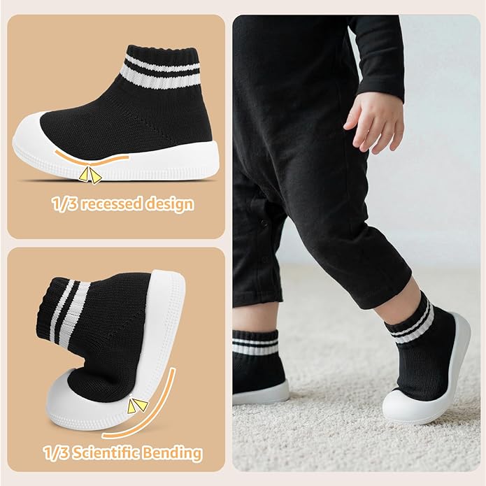 STQ Baby Socks Shoes Toddler Wide Toe Box Non-Slip Slippers Infant Walking Shoe Soft Baby Boys Girls Lightweight Sneakers