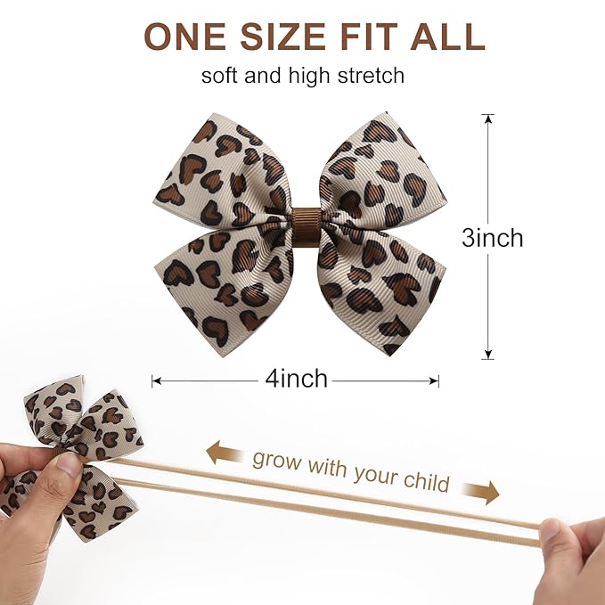 Fancheer Baby Girls Leopard Cheetah Print Bow Headband Infant Toddler Birthday Party Hair Accessories