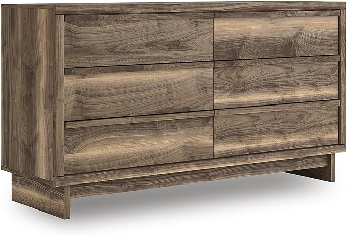 Signature Design by Ashley Darcalli Retro 6 Drawer Dresser with Easy Glide and Safety Stop, Brown