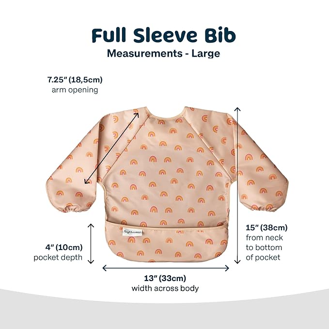 Tiny Twinkle Long Sleeve Bib for Babies & Toddlers | Waterproof Smock Bib for Eating | Machine Washable & Mess-Proof Feeding Essentials | Newborn Shower Gift (Boho Rainbow, 2-4Y)