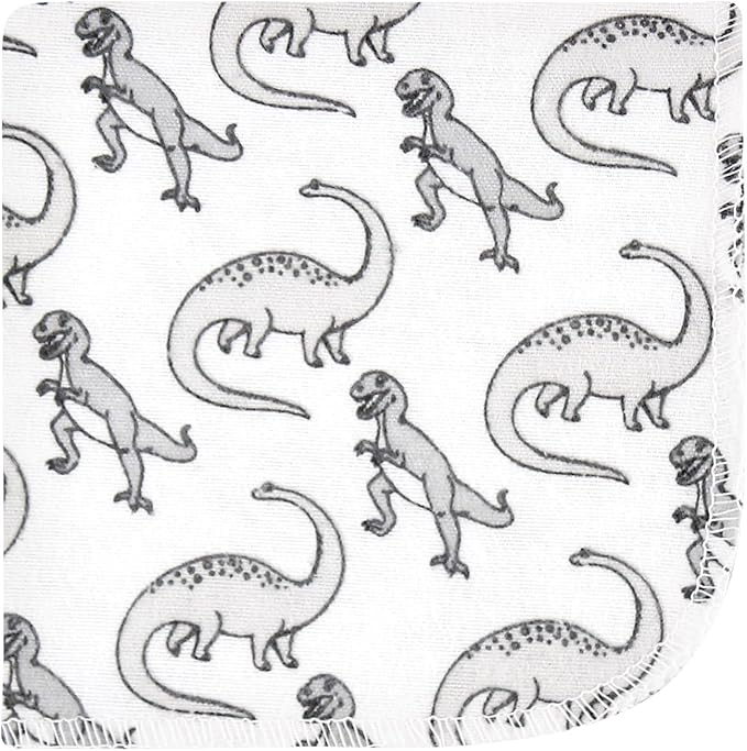 Hudson Baby Unisex Baby Flannel Cotton Washcloths 10-Pack, Neutral Dino World, One Size