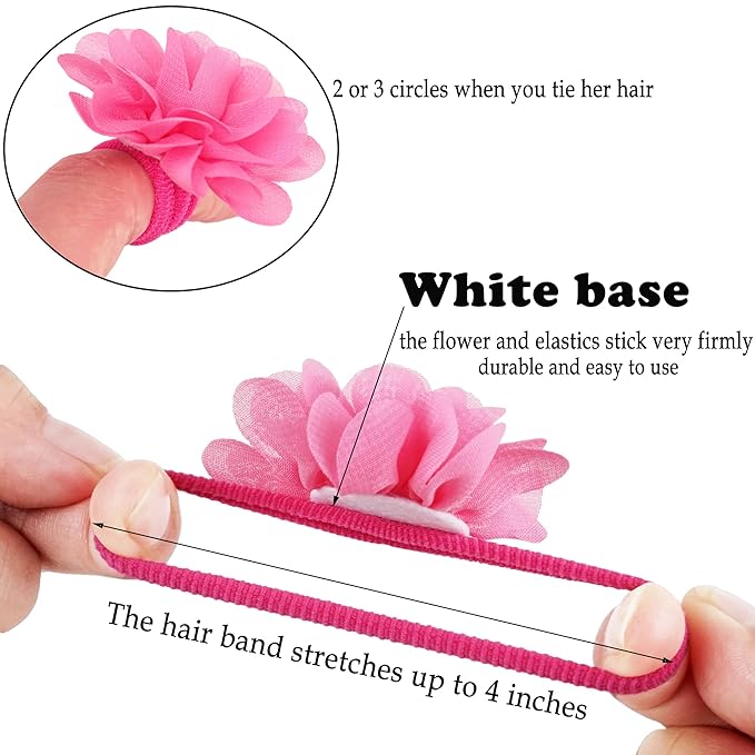 50PCS Toddler Girls Hair Ties Hair Scrunchies 2inch Chiffon Flower Hair Bows Rubber Bands Hair Ties Soft Elastics Ponytail Holders Hair Accessories for Infants Toddlers Kids Children Set of 25 Pairs