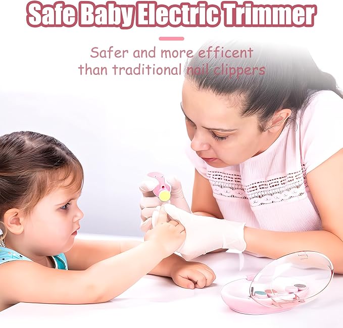 Baby Nail Trimmer Electric-12 in 1 Baby Nail Clippers Safe Baby Nail File Kit with a Nail Clipper, Scissor, Tweezers, and Nail Files
